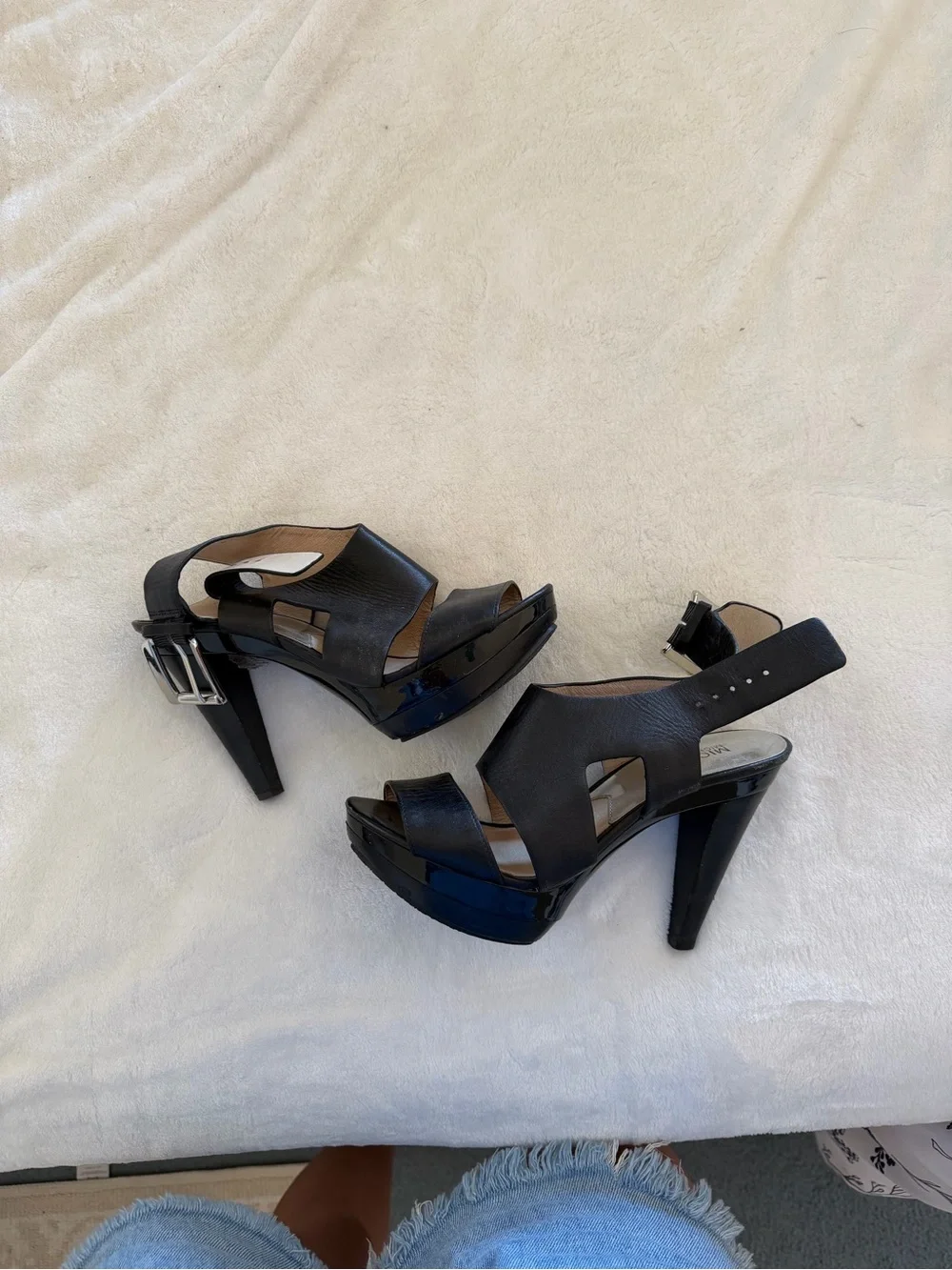 Michael Kors Black Platform Slingback Heels